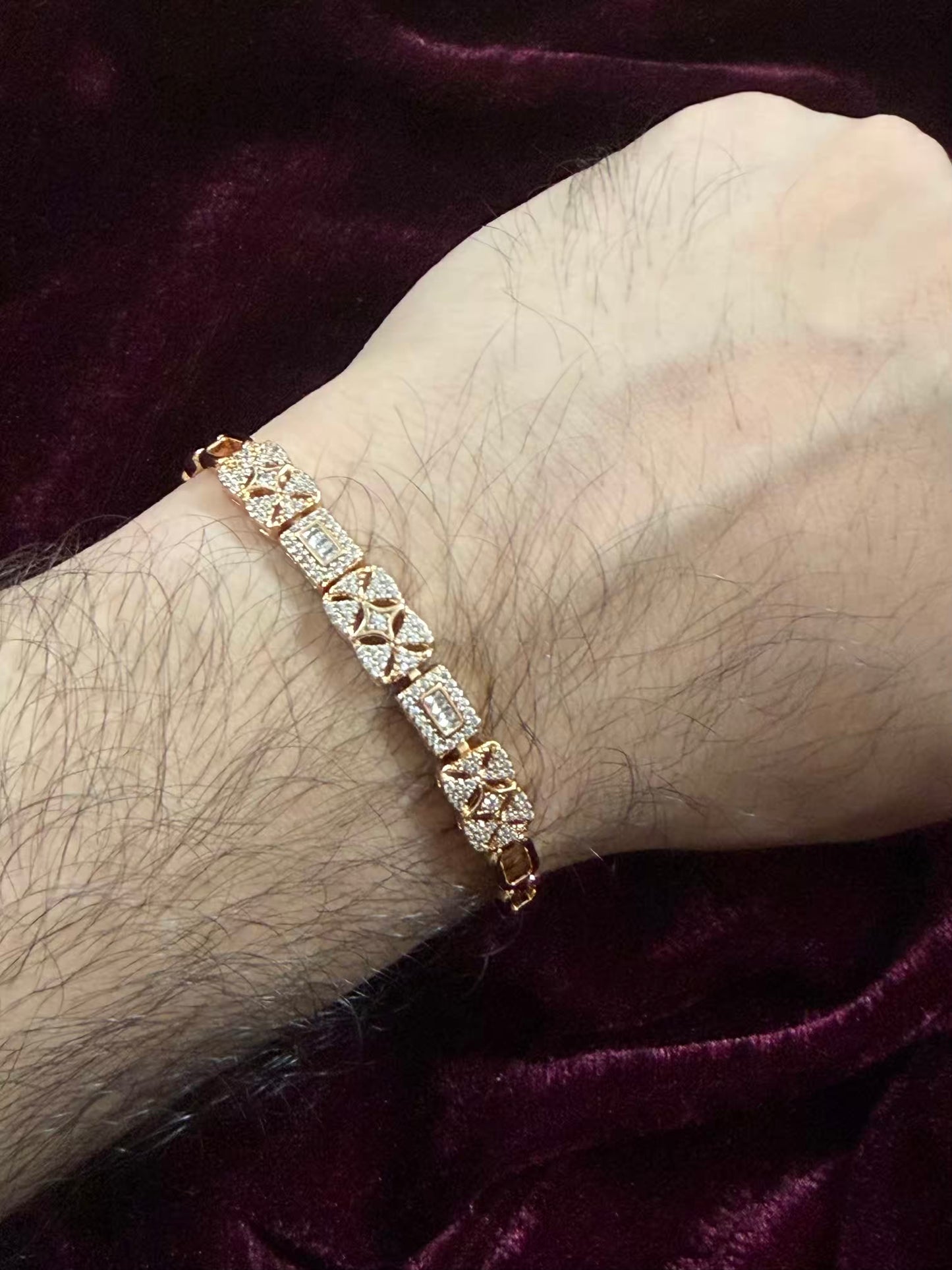 Hexagon Men's Rakhi Bracelet ( Rose Gold )