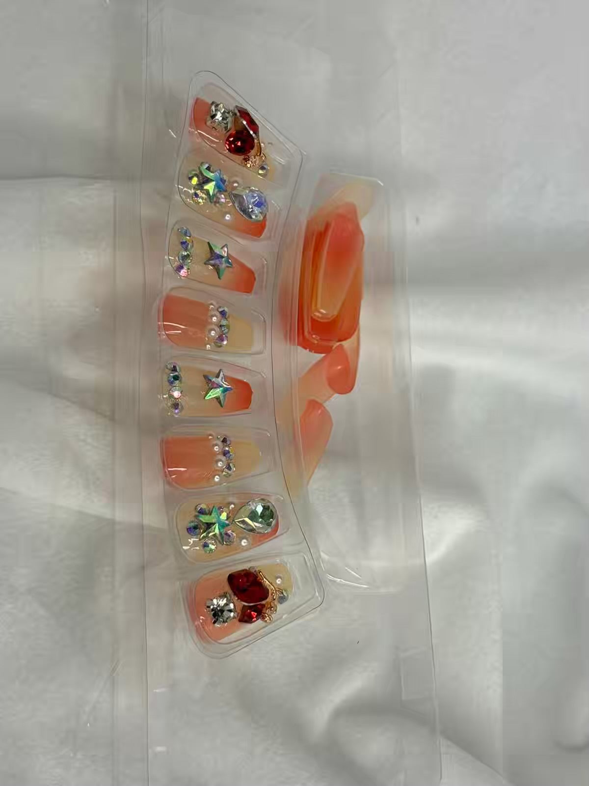 Orange Fancy Party Bridal Press On Nails ( Set of 24 )