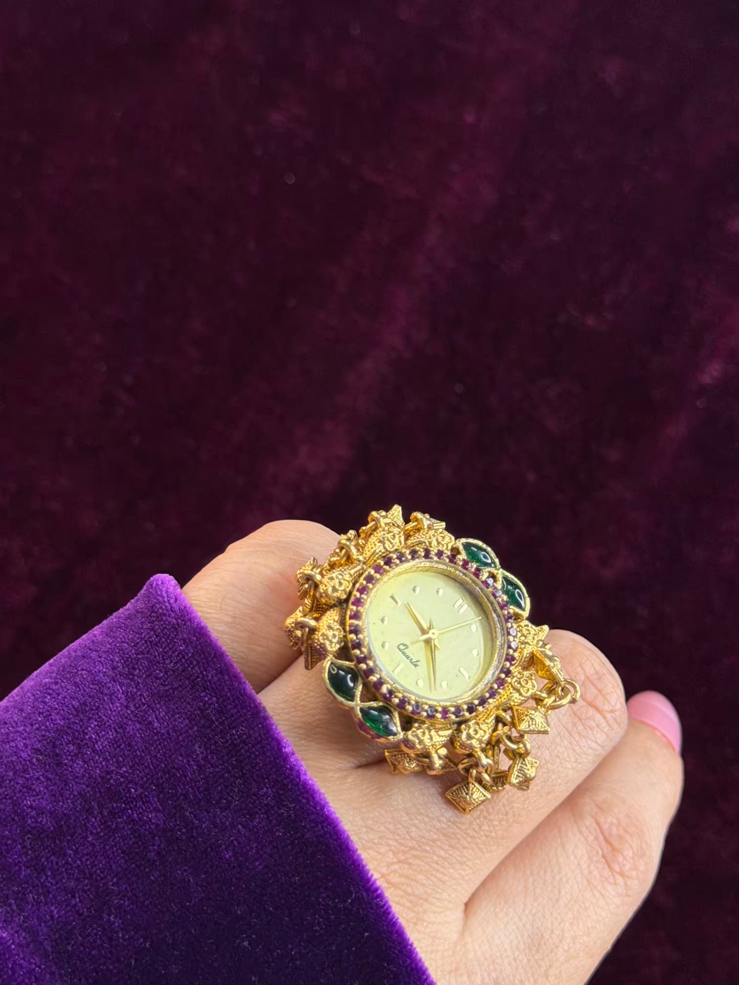 Ghungroo loaded Dial Maharani Watch Heritage Ring ( Adjustable)