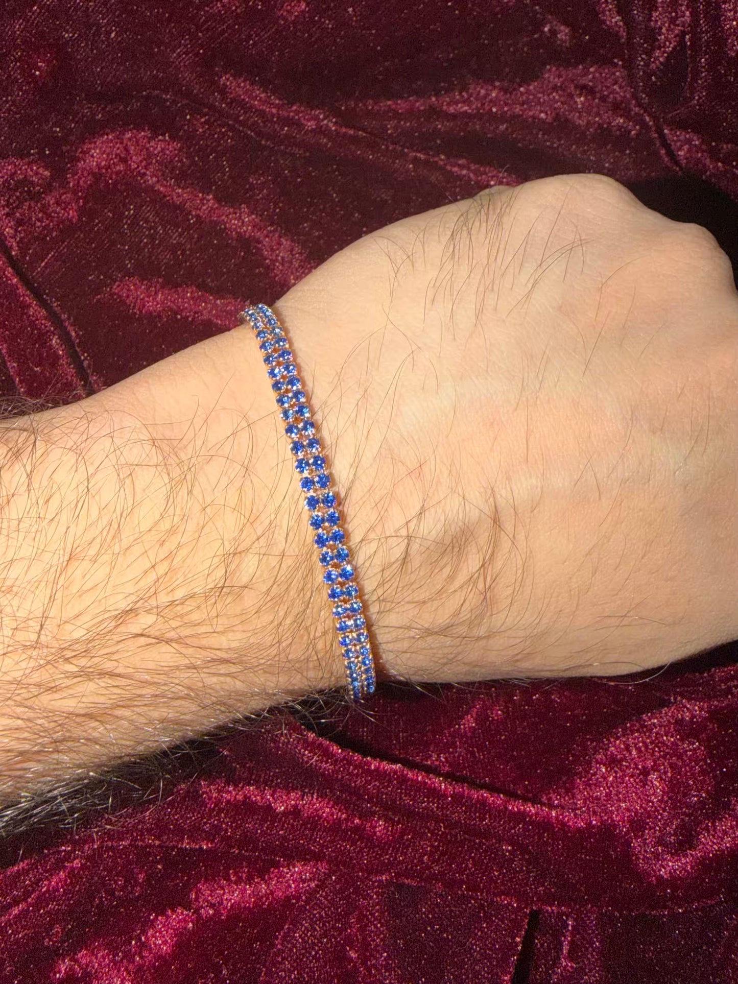 Men's Tennis Blue Rakhi Bracelet ( Rose Gold )