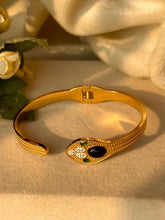 Load image into Gallery viewer, Oynx Stone Snake Kada Bracelet 18k Gold Plated Bangle
