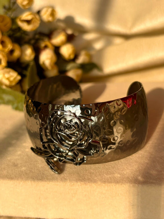 Nyx Black Rose Kada Bracelet Bangle - Nickel Plated
