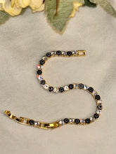 Load image into Gallery viewer, Black Evil Eye Shining Solitaire Diamonds Tennis Bracelet - Gold Colour
