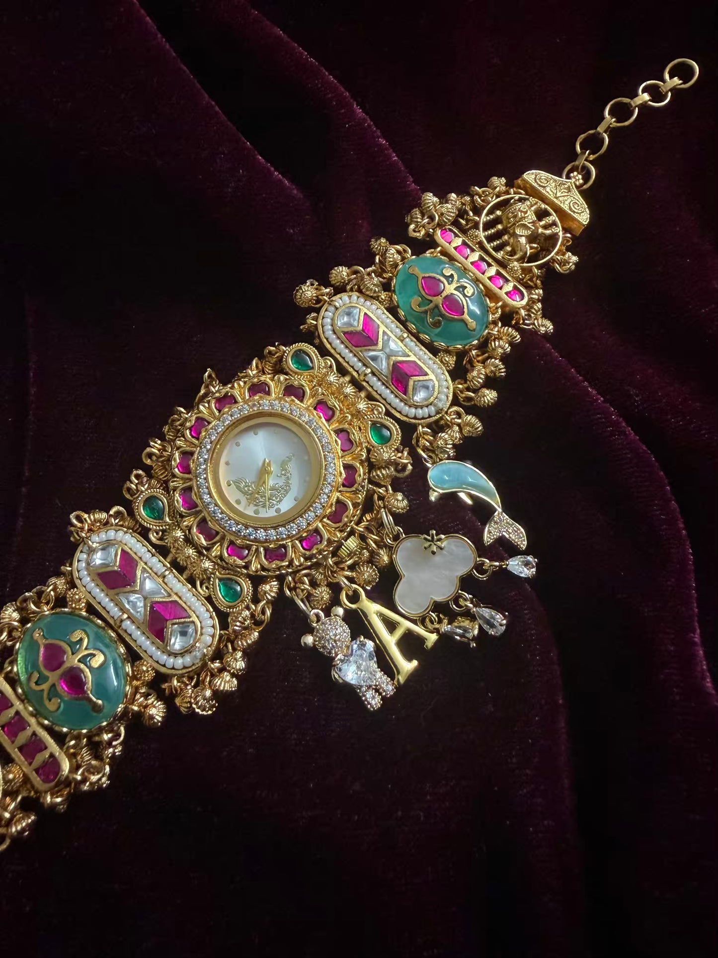 Peacock Luxury Watch Rakhi in Premium Swarovski Charms