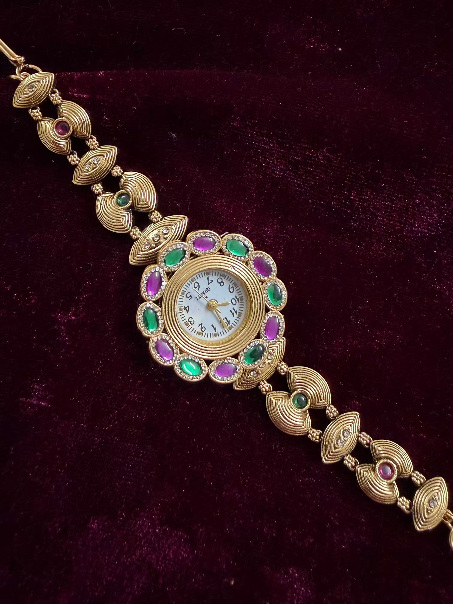 Premium Dial Maharani Kundan Watch Design Heritage Bracelet