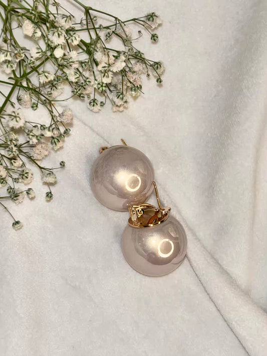 Rosy 2.2cm Pearl Clip ons Studs Earrings - Gold Plated