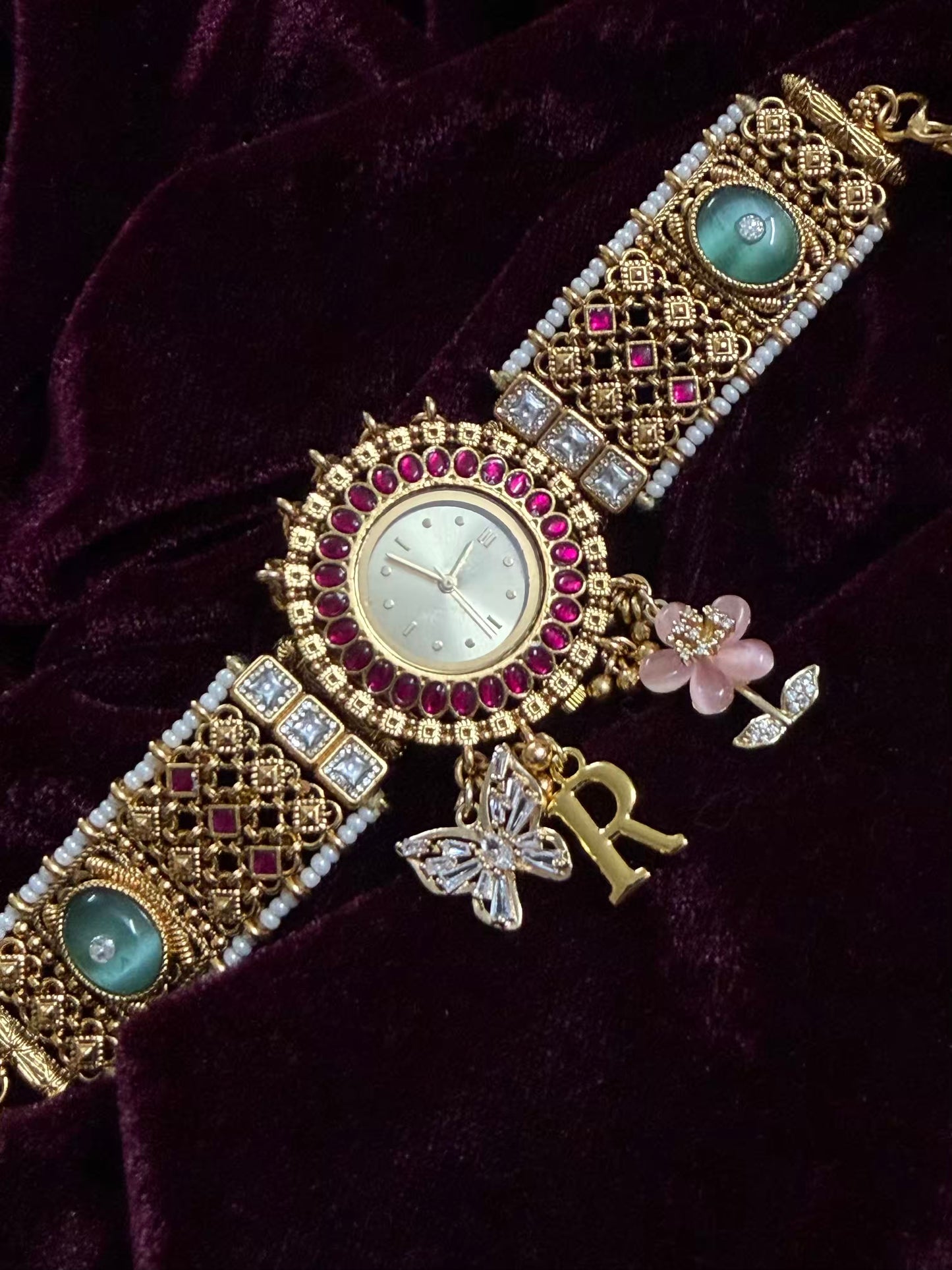 Round Dial Maharani Watch Heritage Bracelet ( Add your initial FREE ) (Copy)