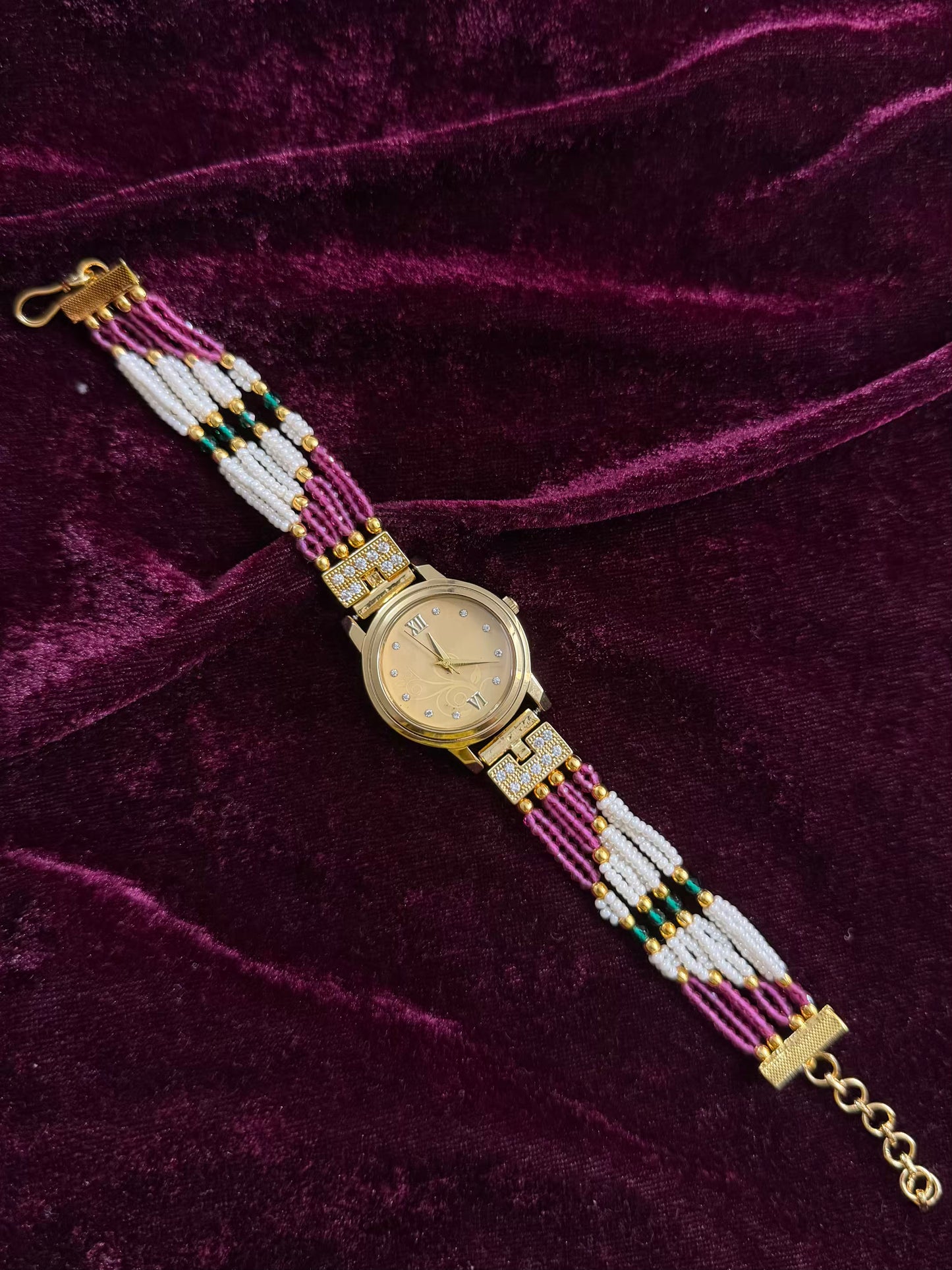 Gold Dial Royal Pink Maharani Watch Design Heritage Bracelet