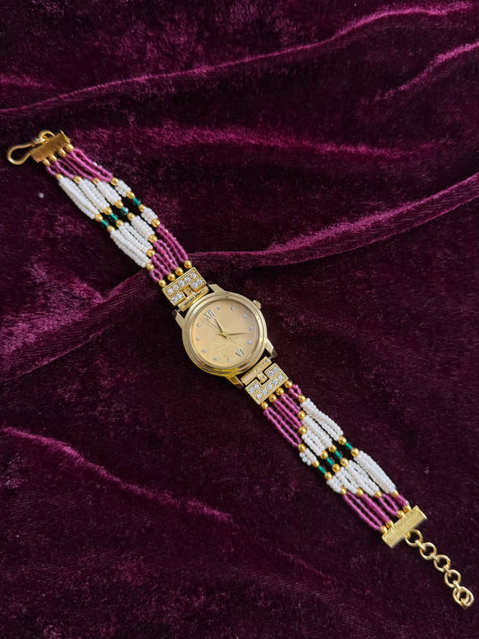 Gold Dial Royal Pink Maharani Watch Design Heritage Bracelet