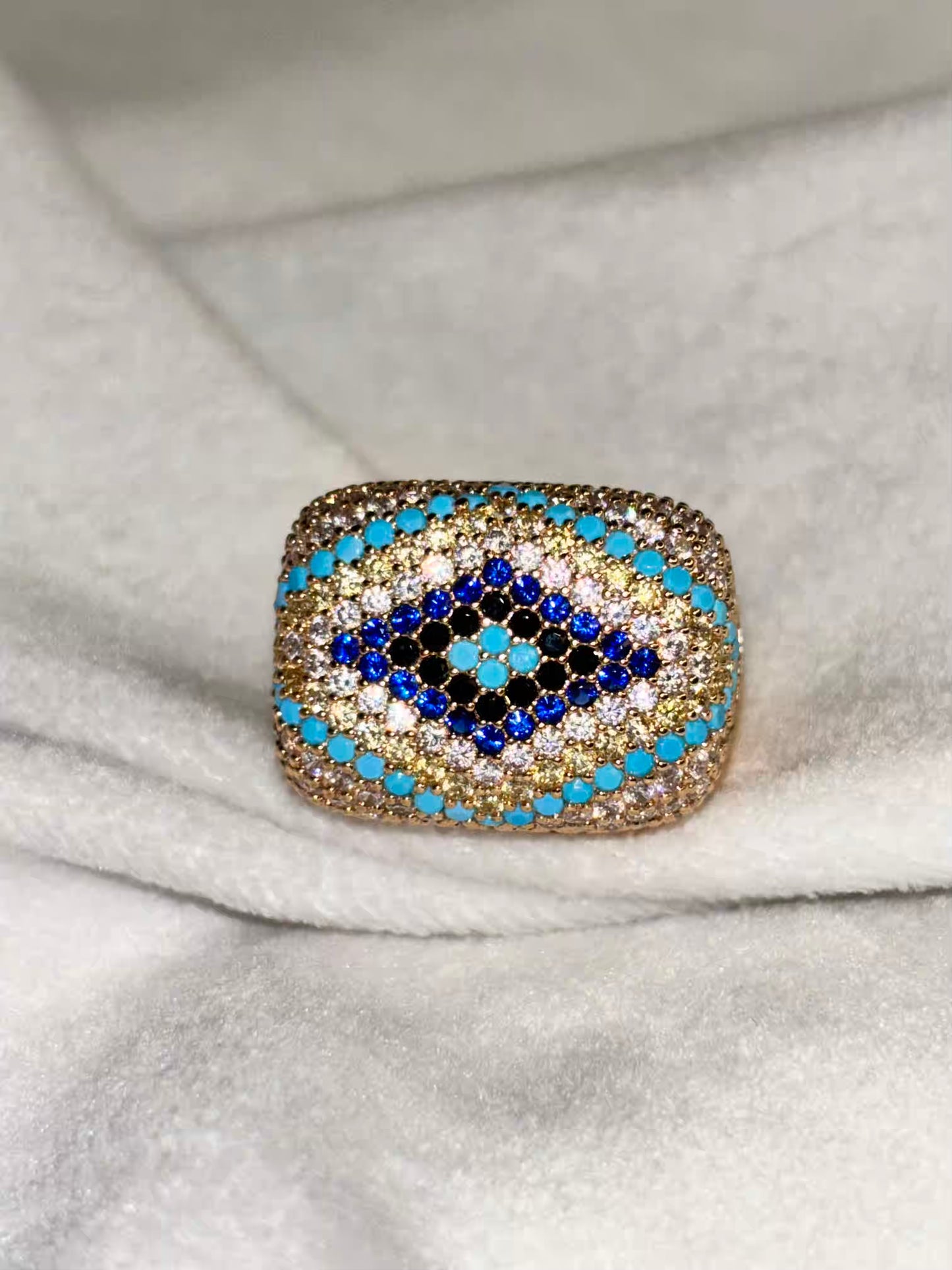 Pushtaini Turquoise Premium Ring - Gold Plated US Size 8