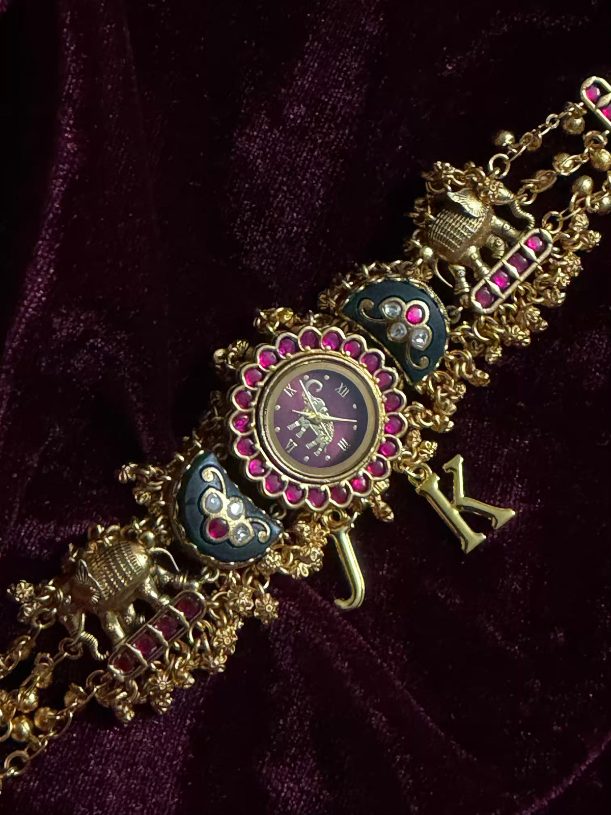 1980s Burgundy Dial Maharani Watch Heritage Bracelet