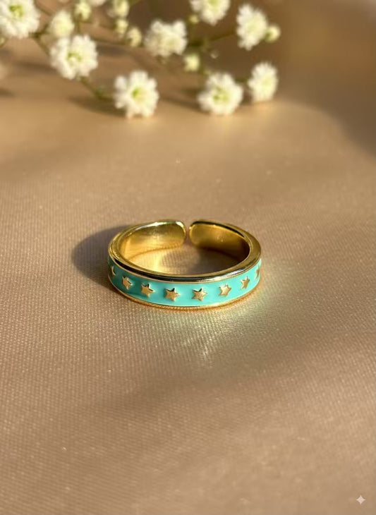 Blue Stars Gold Plated Premium Ring (Adjustable)
