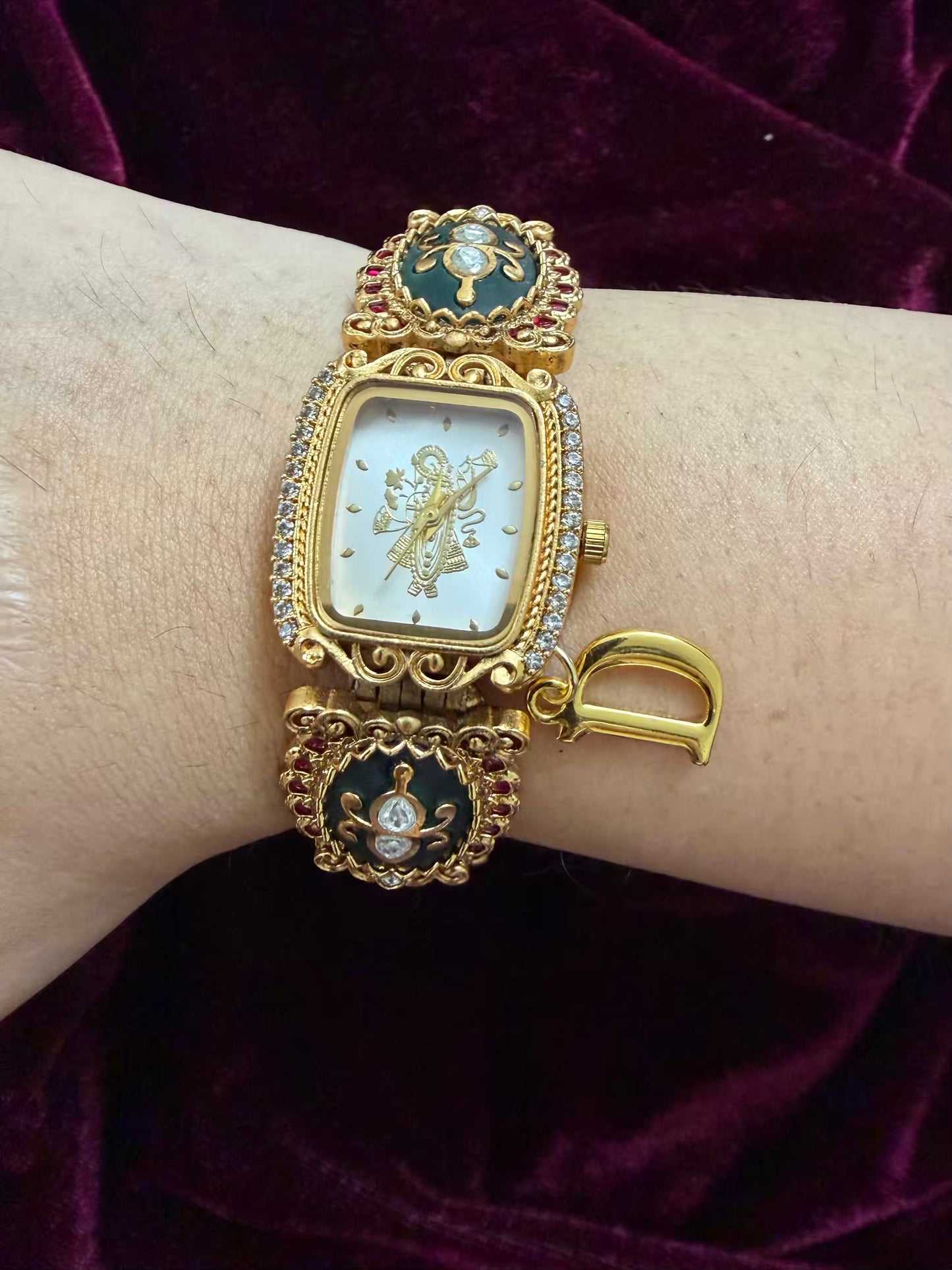 Shreenathji Krishna Maharani Heritage Watch Rakhi in Premium Swarovski (Free Initial)