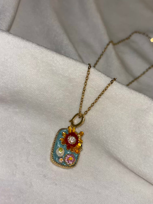 Blue Sunflower Necklace