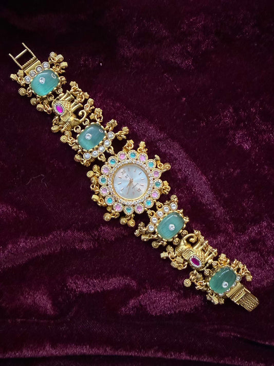 Mint Elephant Premium Gold Rajwadi Gold Plated Heritage Maharani Watch