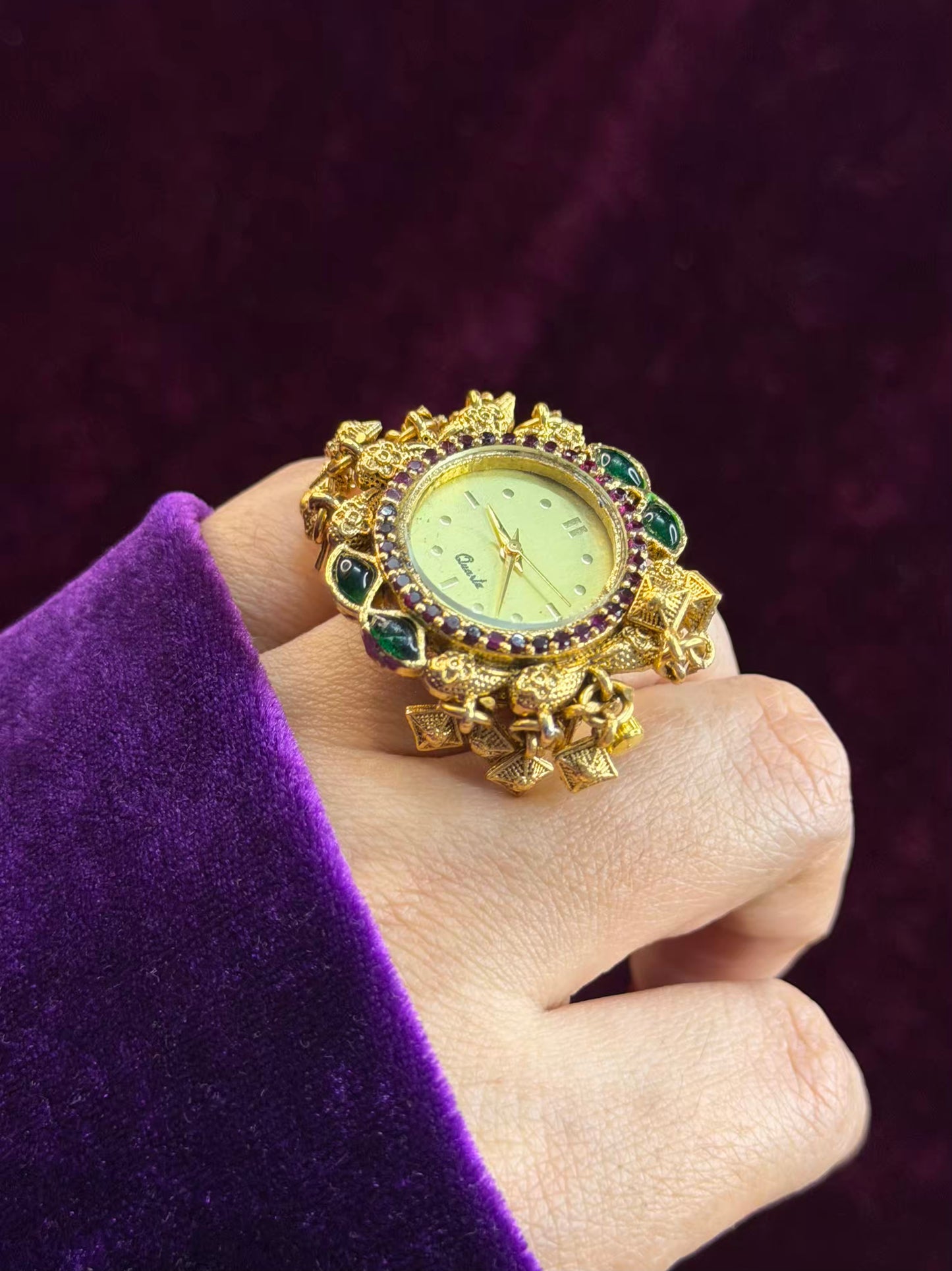 Ghungroo loaded Dial Maharani Watch Heritage Ring ( Adjustable)