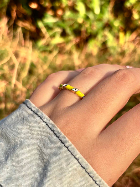 Neon Evil Eye Band Ring - Adjustable