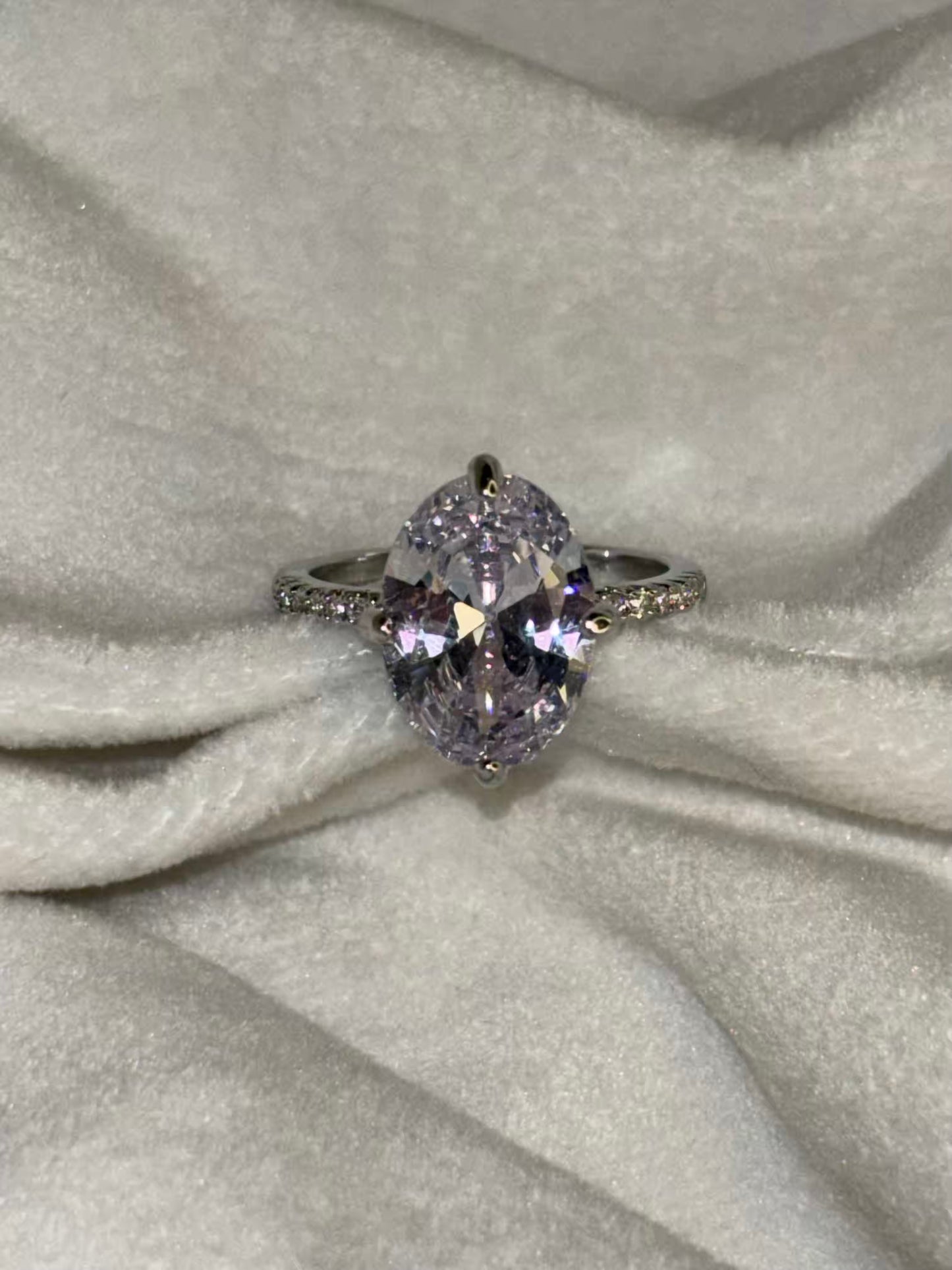 Oval Solitaire Ring - Silver