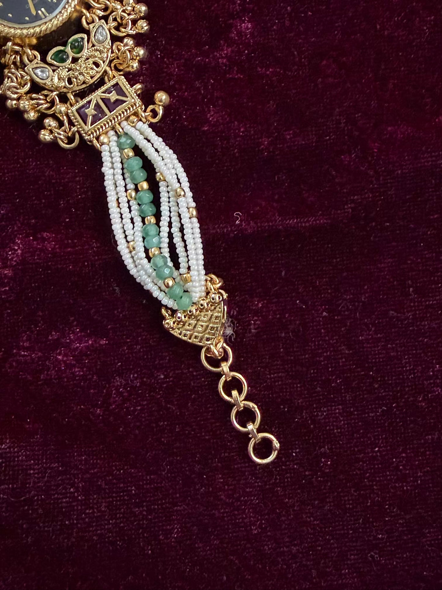 Black Round Dial Gold Maharani Watch Design Heritage Bracelet