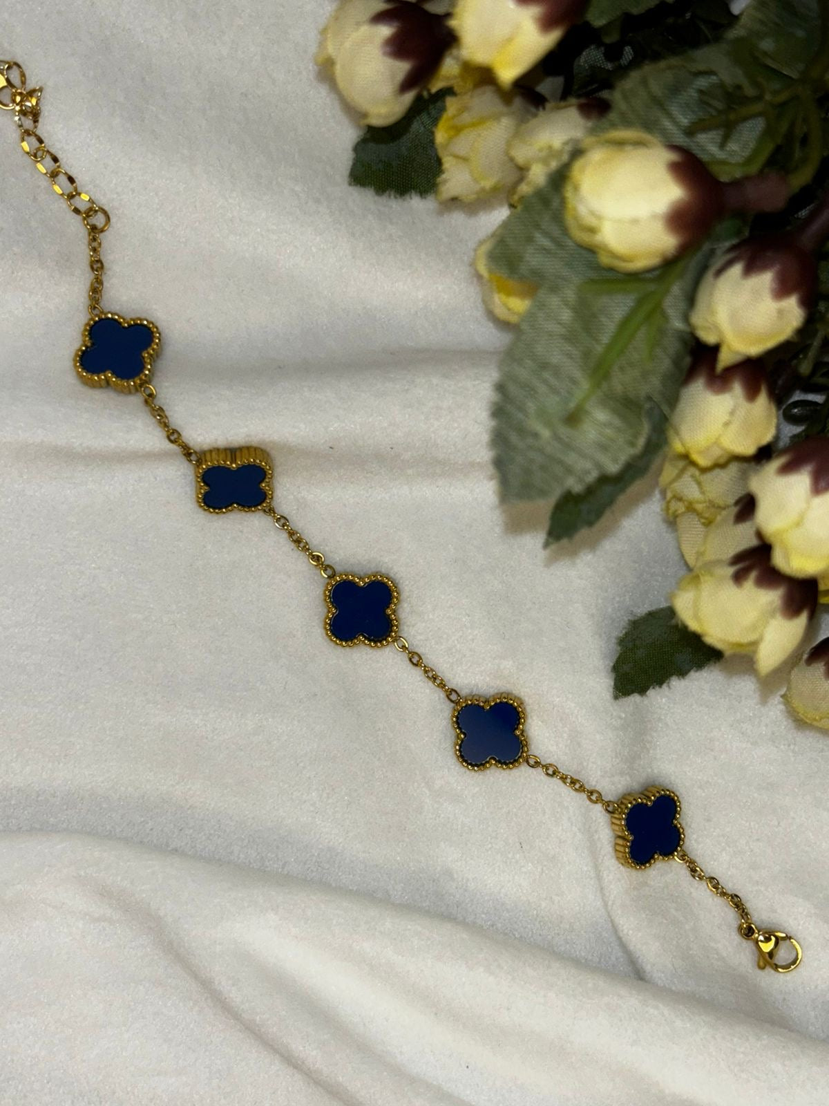 Navy Blue 5 Clover Bracelet Adjustable (2.8 Size)