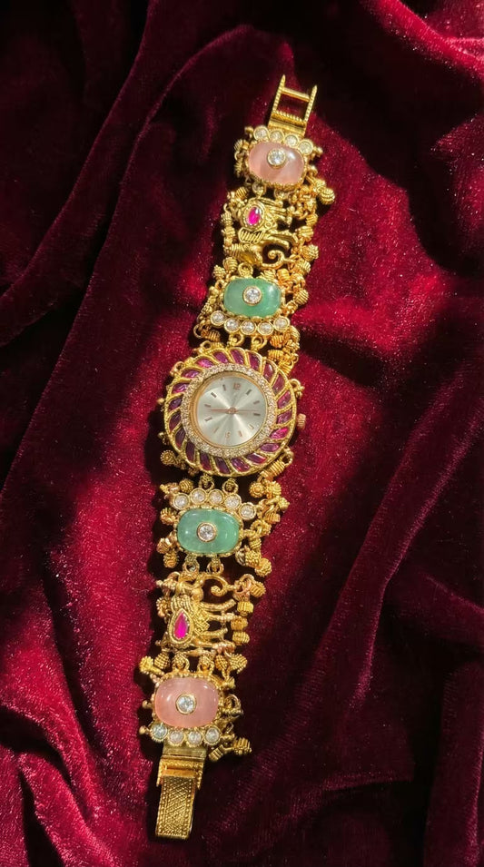 Sukoon Gulabo Elephant Round Dial Maharani Watch Heritage Bracelet (Partial COD 200₹)