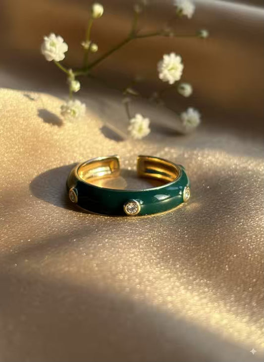 Dark Green Gold  Plated Premium Ring (Adjustable)