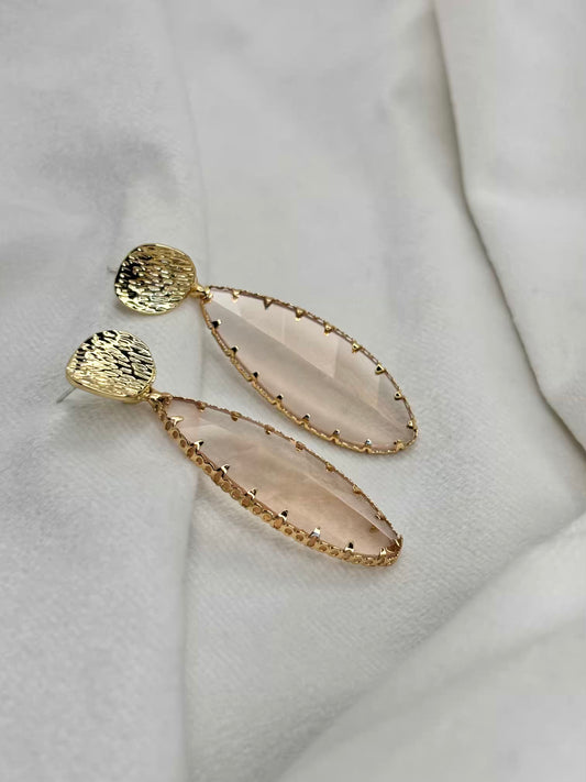 Peachy Leaf shaped  Earrings - Gold Plated