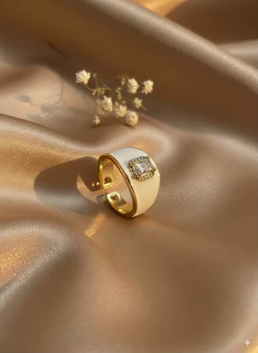White Diamonds Gold Plated Premium Ring (Adjustable)