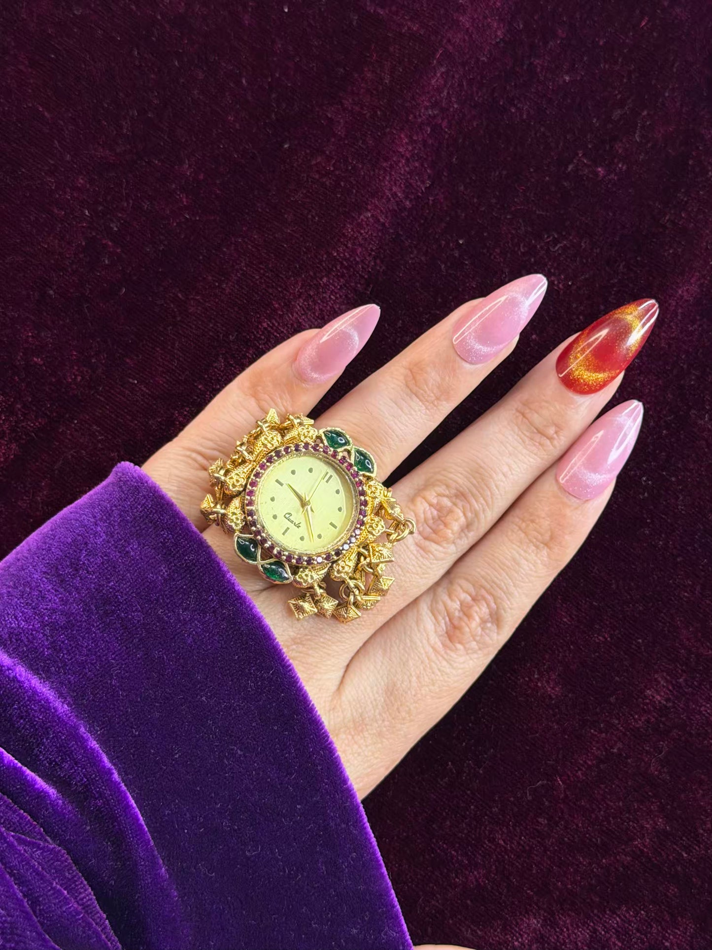 Ghungroo loaded Dial Maharani Watch Heritage Ring ( Adjustable)