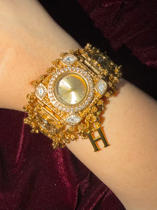 Katyayani Heritage Watch Rakhi in Premium Swarovski (Free Initial)