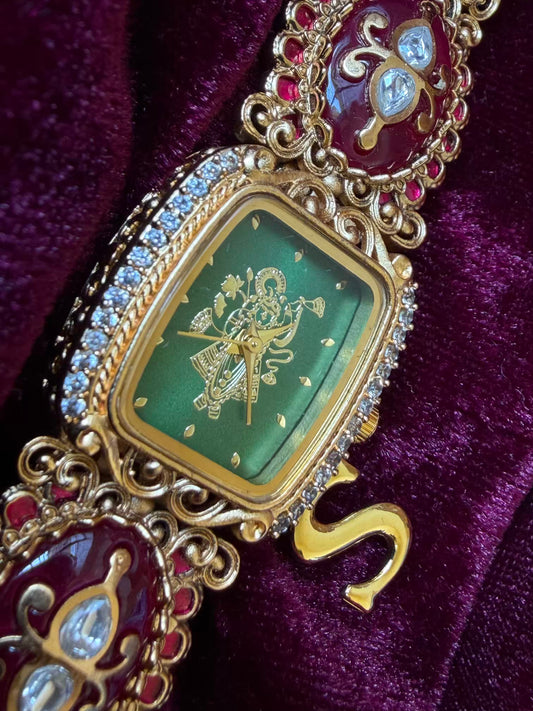 Shree Krishna Shreenathji Green Dial Maharani Watch Design Heritage Bracelet