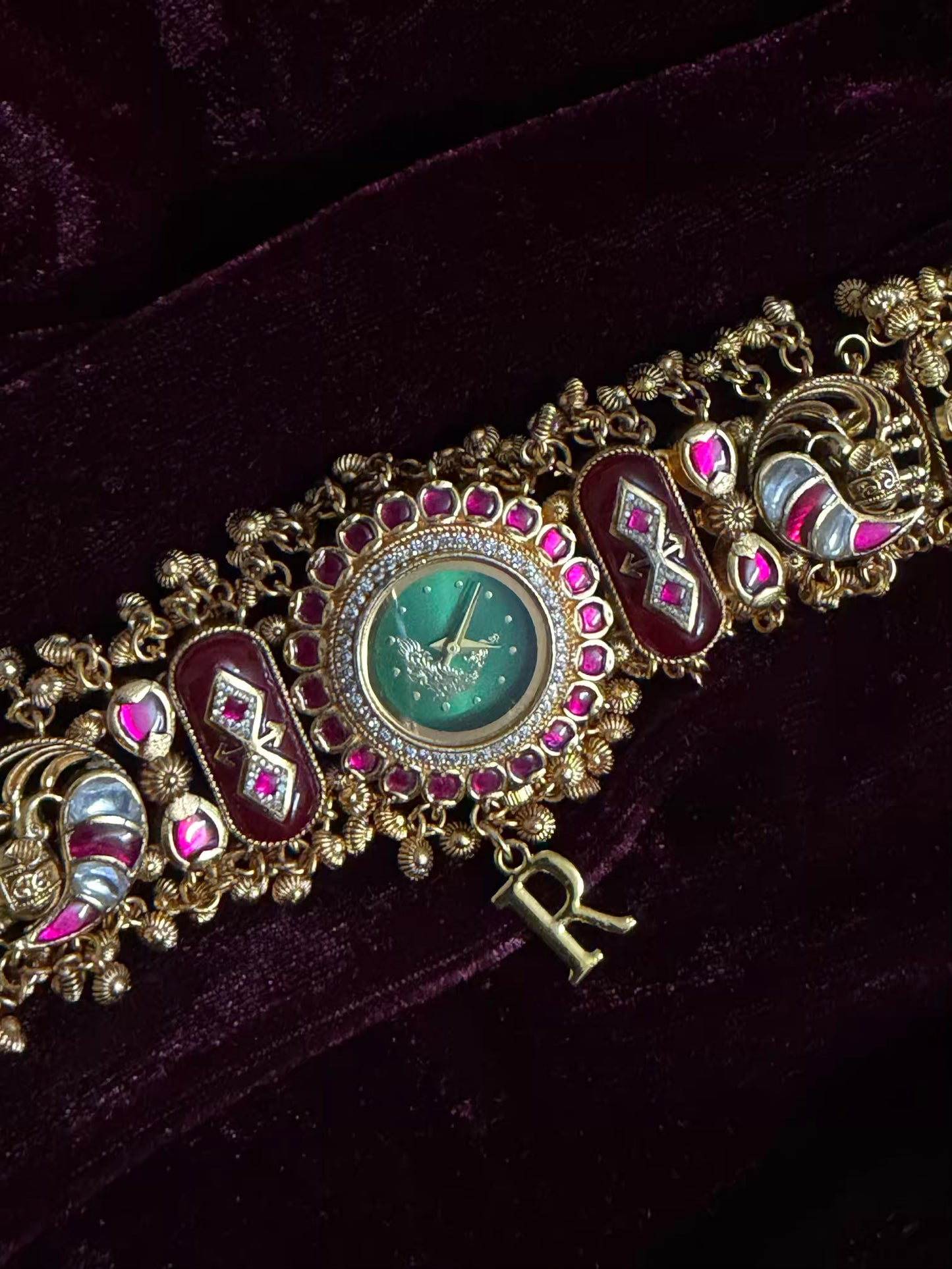 Green Peacock Dial Maharani Watch Design Heritage Bracelet ( Limited Edition )