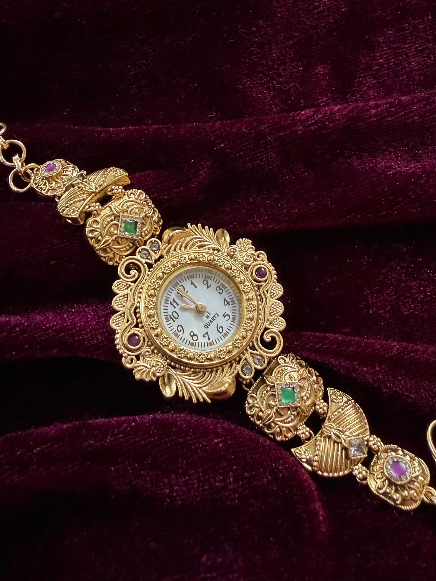 Gold Maharani Kundan Watch Design Heritage Bracelet