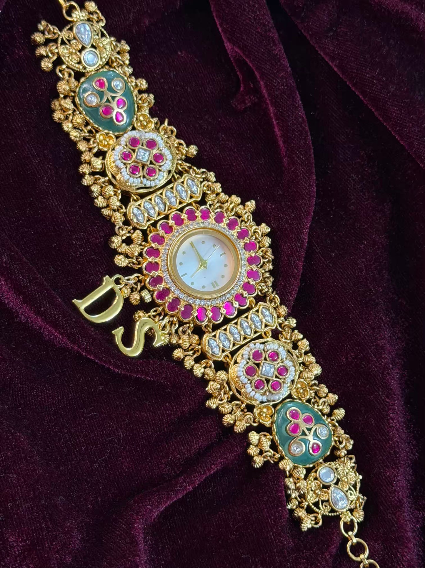 Creamy Kundan Heritage Maharani Watch Design Bracelet ( Only 2pcs Available)