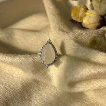 Load image into Gallery viewer, Drop Milky White Stone Solitaire Ring Adjustable
