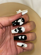 Load image into Gallery viewer, Black White Bunny Party Basic Press On Nails ( Set of 24 )
