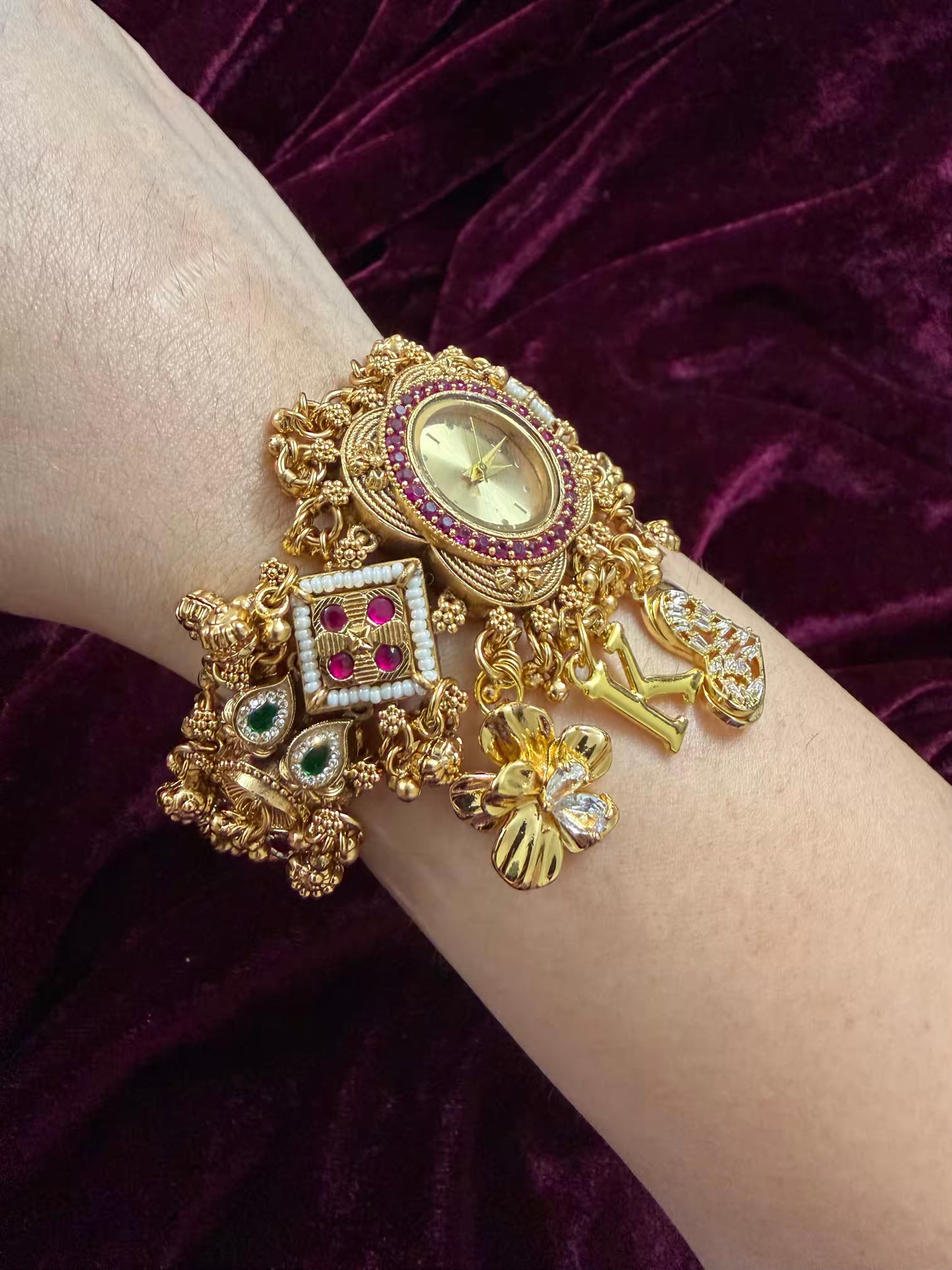 Gold Cloud Dial Heritage Watch in Premium Rajwadi plating (Free Initial)