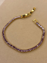 Load image into Gallery viewer, Purple Lilac Solitaire Diamonds Tennis Bracelet - Silver ( Unisex )
