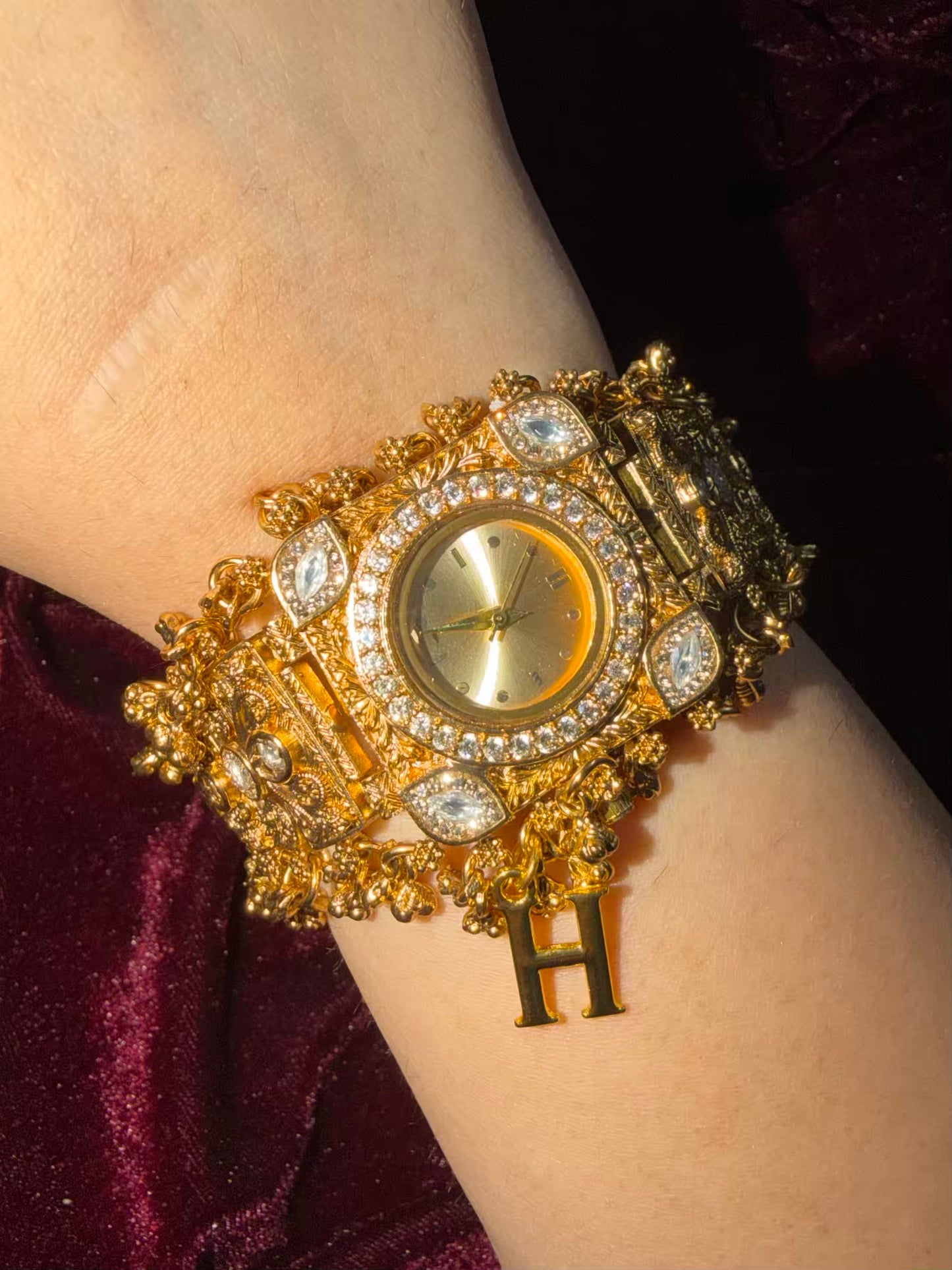 Katyayani Heritage Watch Rakhi in Premium Swarovski (Free Initial)