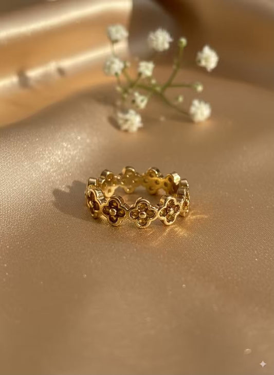 Gold Clover Colourful Gold Plated Premium Ring (Adjustable)