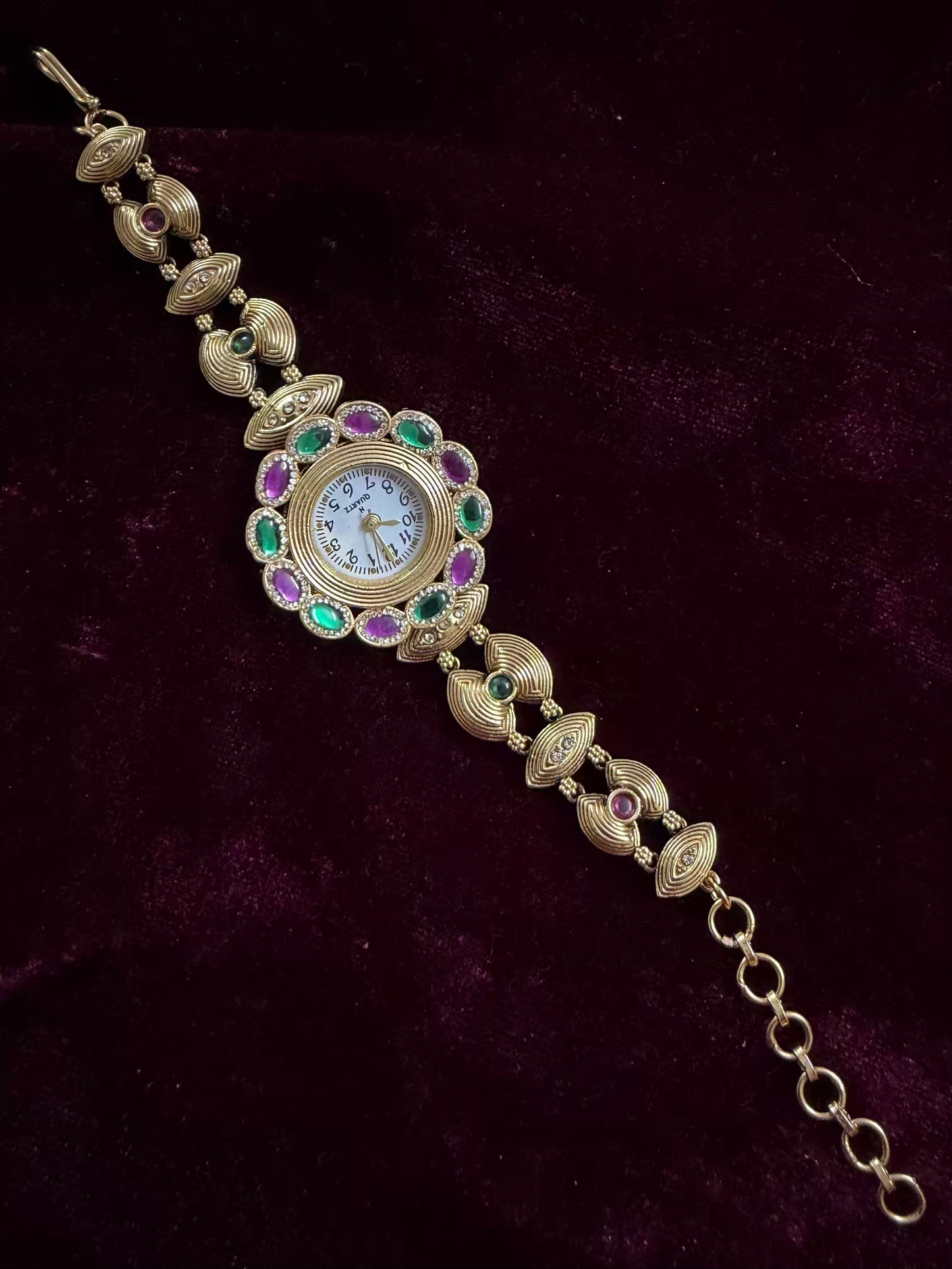 Premium Dial Maharani Kundan Watch Design Heritage Bracelet