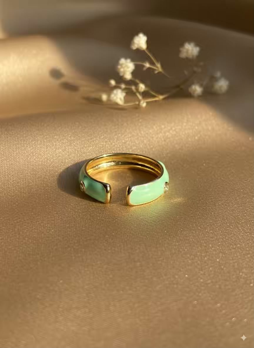 Mint Diamond Gold Plated Premium Ring (Adjustable)