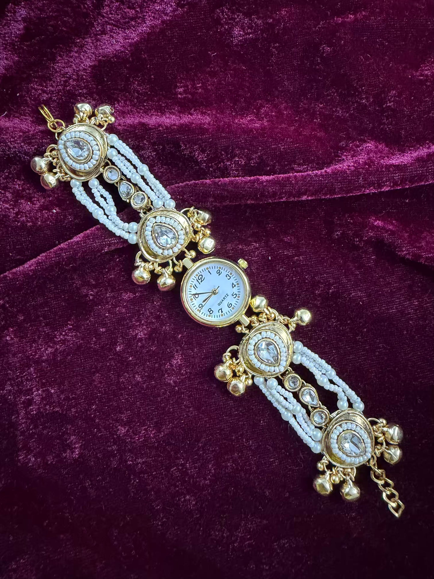 Kundan Drop Gold Maharani Watch Design Heritage Bracelet (Copy)