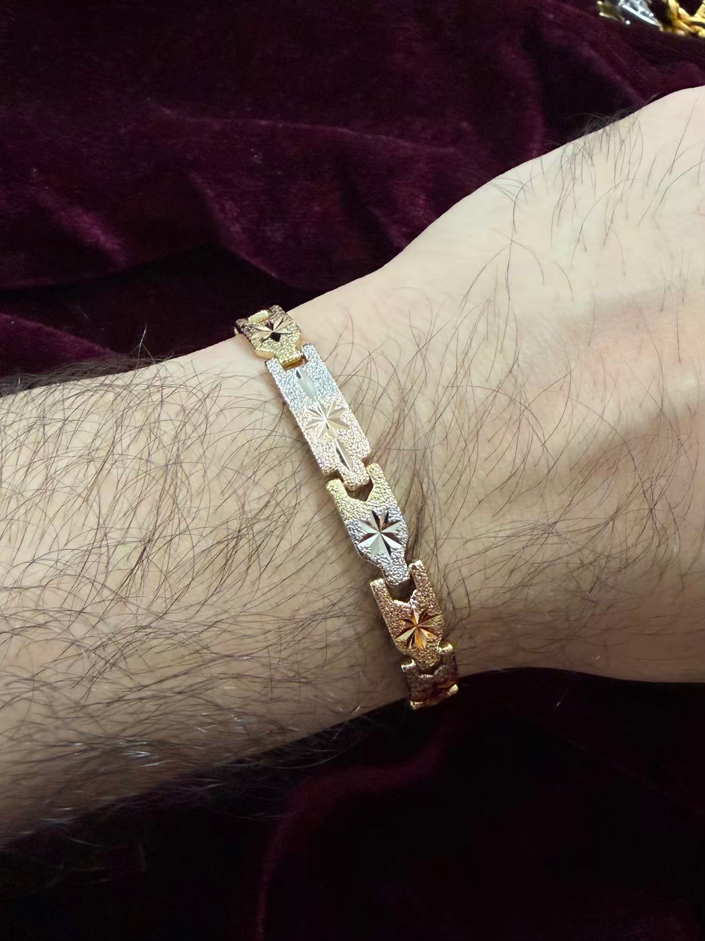 Three Tone Silver Diamond Men's Rakhi Bracelet