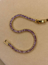 Load image into Gallery viewer, Purple Lilac Solitaire Diamonds Tennis Bracelet - Silver ( Unisex )
