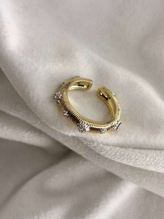 Gold Silk Studded Ring- Adjustable