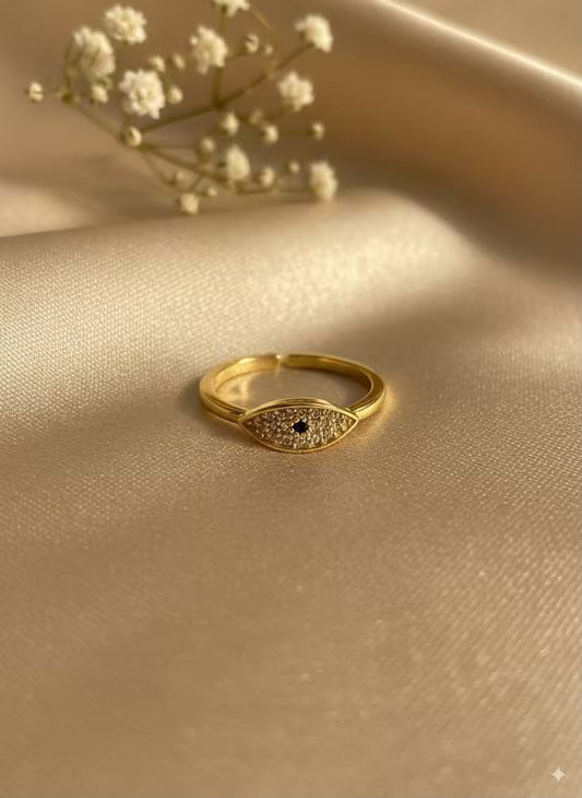 Minimalist Evil Eye Gold Plated Premium Ring (Adjustable)