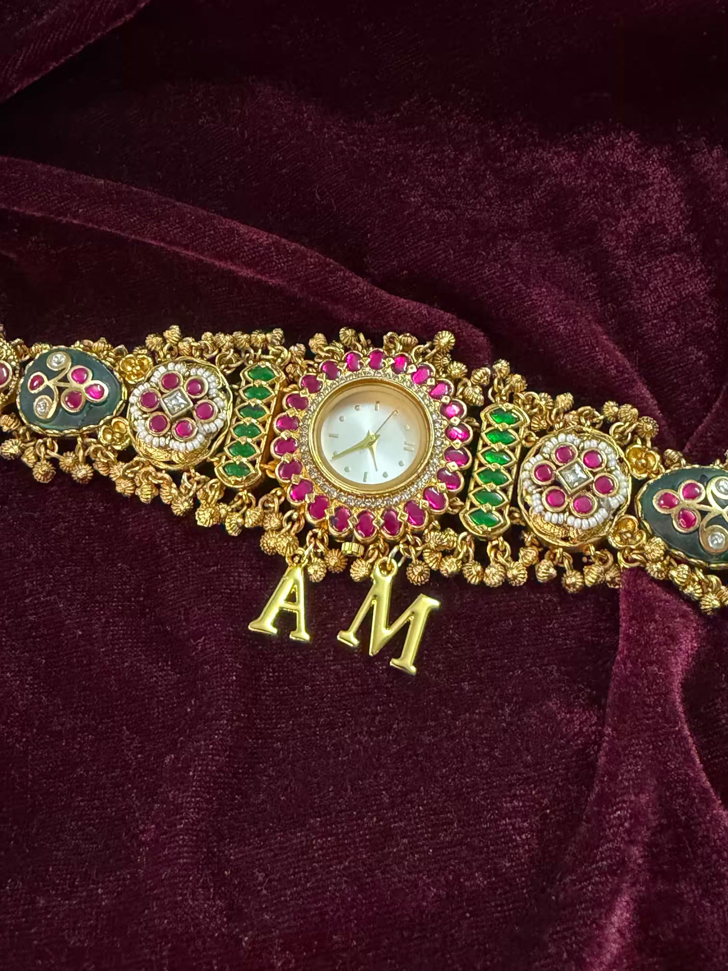 Creamy Kundan Heritage Maharani Watch Design Bracelet ( Only 2pcs Available)