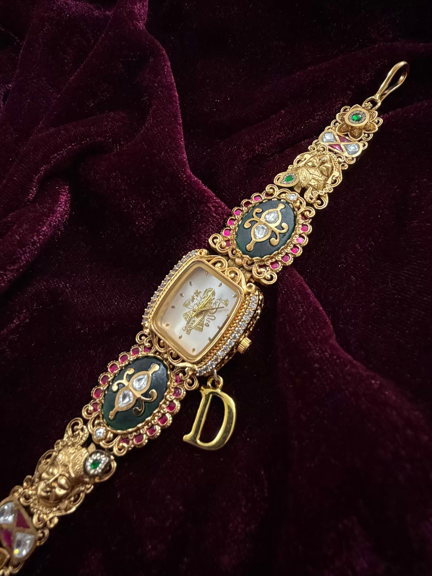 Shreenathji Krishna Maharani Heritage Watch Rakhi in Premium Swarovski (Free Initial)