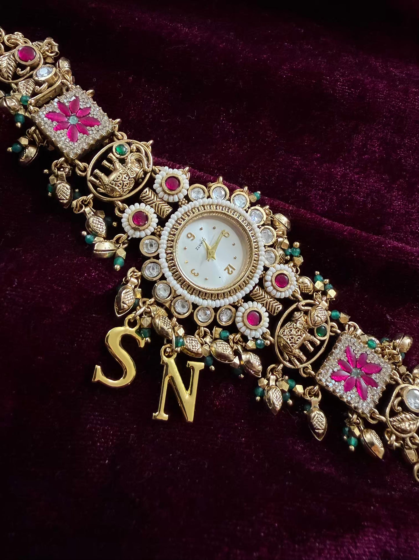 Vintage Look Gold Plated Heritage Maharani Watch 2.8 Adjustable with hooks